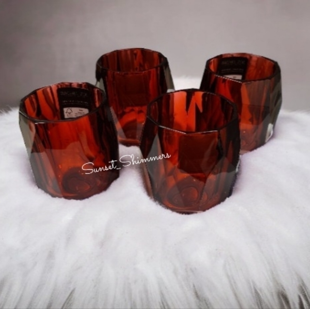 4pc RACHEL ZOE Red Valentines Day ACRYLIC CRYSTAL TUMBLER Drink GLASS SET NEW
